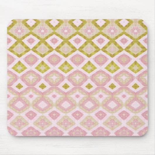 Geometric Diamond Pattern in Pink and Olive Green マウスパッド (正面)