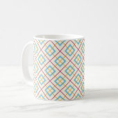 Geometric Diamond Pattern Pastel Pink and Blue コーヒーマグカップ (正面左)