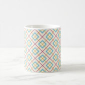 Geometric Diamond Pattern Pastel Pink and Blue コーヒーマグカップ (中央)