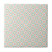 Geometric Diamond Pattern Pastel Pink and Blue タイル (正面)