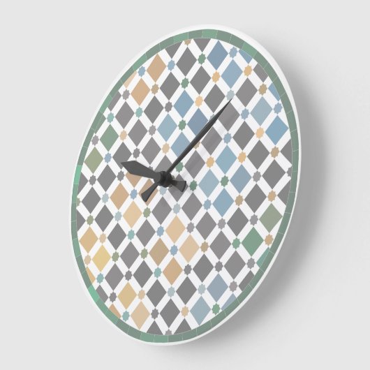 Geometric Diamond Pattern Wall Clock – Modern Alha ラージ壁時計 (傾斜)
