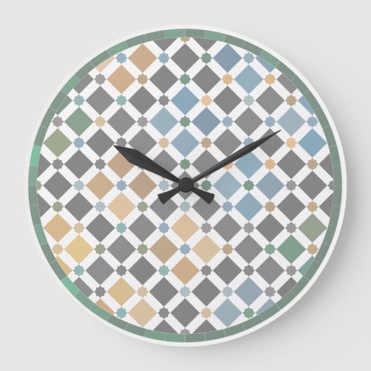 Geometric Diamond Pattern Wall Clock – Modern Alha ラージ壁時計 (正面)