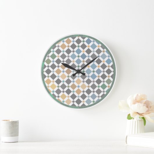 Geometric Diamond Pattern Wall Clock – Modern Alha ラージ壁時計 (ホーム)