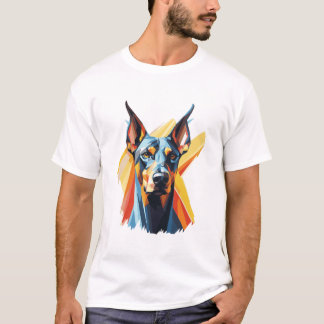 Geometric Doberman – Colourful Modern Dog T-Shirt Tシャツ