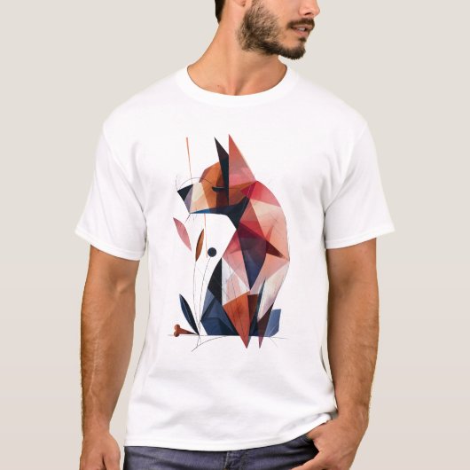 Geometric Dog Abstract Polygon Animal Design Tシャツ (正面)