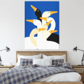 Geometric Duck Flock Art Print Bold Blue Wall キャンバスプリント (インサイチュ (寝室))