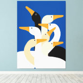 Geometric Duck Flock Art Print Bold Blue Wall キャンバスプリント (インサイチュ (ウッドフロア))