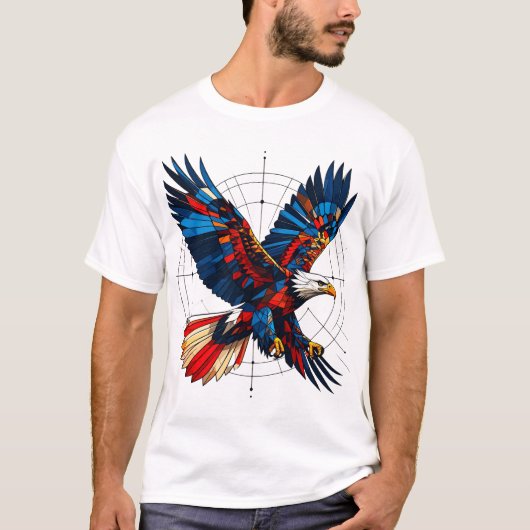 Geometric Eagle – Mosaic Flight with Symbolic Prec Tシャツ (正面)