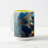 Geometric Earth Art, Abstract Global Network Mug ツートーンマグカップ (正面左)