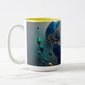 Geometric Earth Art, Abstract Global Network Mug ツートーンマグカップ (左)