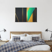 Geometric Elegance Gold and Emerald キャンバスプリント (インサイチュ (寝室))