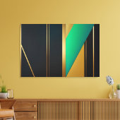 Geometric Elegance Gold and Emerald キャンバスプリント (インサイチュ (リビング))
