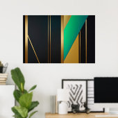 Geometric Elegance Gold and Emerald ポスター (ホームオフィス)