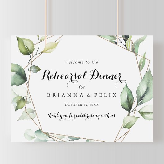 Geometric Elegant Rehearsal Dinner Welcome Sign ポスター