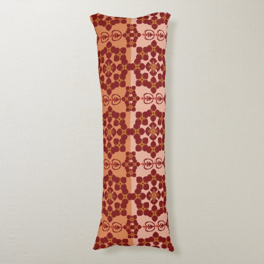 Geometric Ethnic Pattern Body Pillow – Burgundy Re ボディピロー (正面縦)