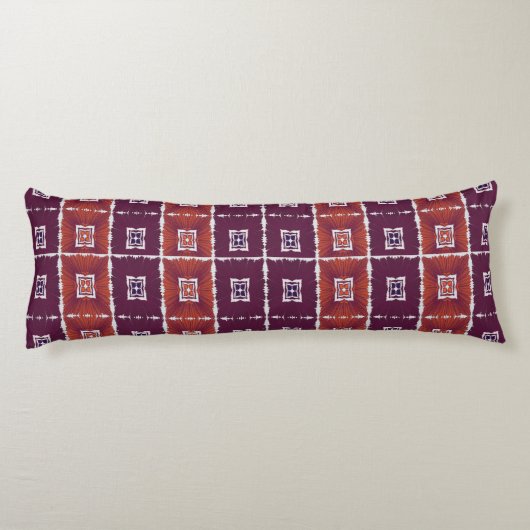 Geometric Ethnic Pattern Body Pillow – Burgundy Re ボディピロー (裏面)