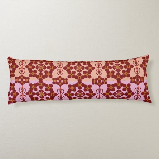 Geometric Ethnic Pattern Body Pillow – Burgundy Re ボディピロー (裏面)