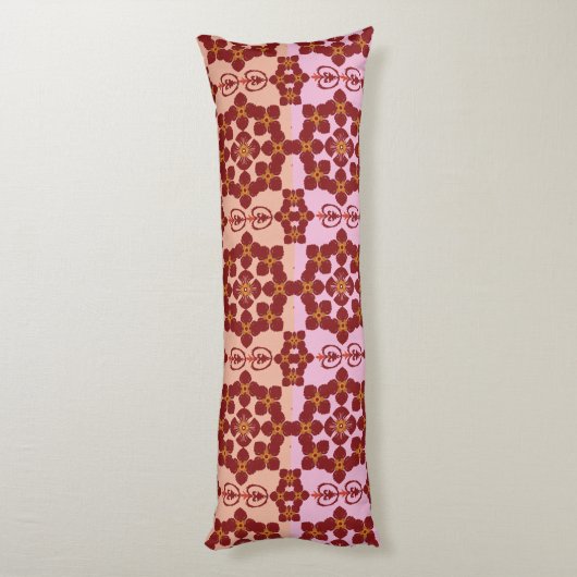 Geometric Ethnic Pattern Body Pillow – Burgundy Re ボディピロー (裏面 (縦))