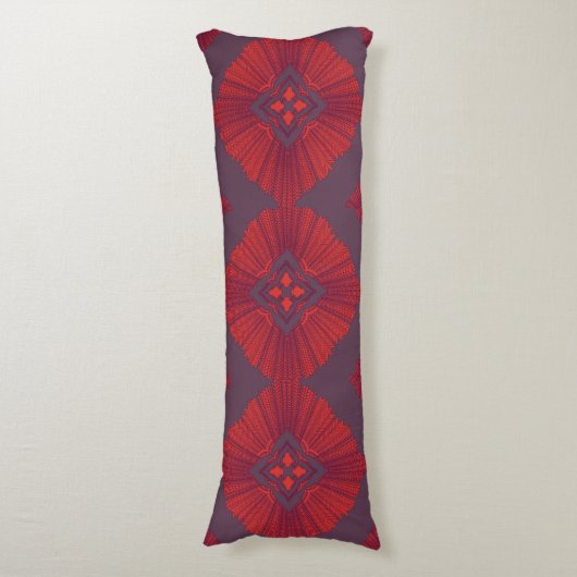 Geometric Ethnic Pattern Body Pillow – Burgundy Re ボディピロー (正面縦)