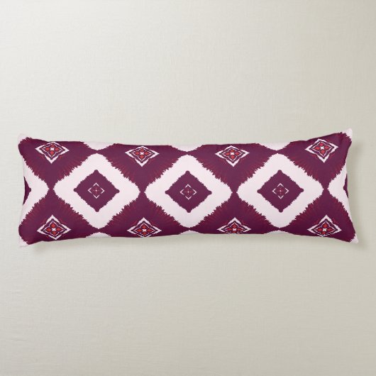Geometric Ethnic Pattern Body Pillow – Burgundy Re ボディピロー (裏面)