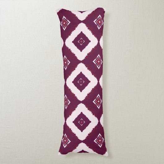 Geometric Ethnic Pattern Body Pillow – Burgundy Re ボディピロー (正面縦)