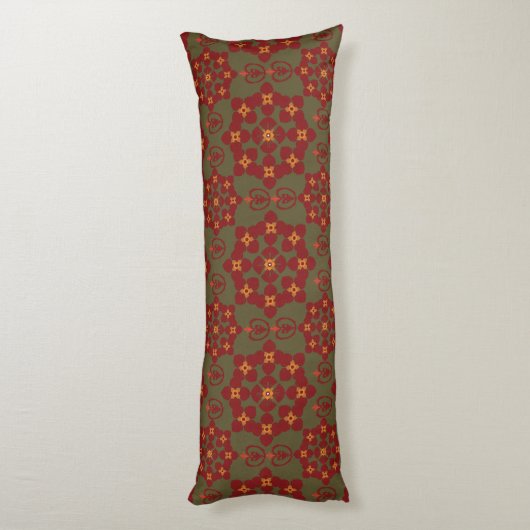 Geometric Ethnic Pattern Body Pillow – Burgundy Re ボディピロー (裏面 (縦))