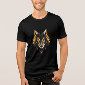 Geometric Fierce Wolf Head Design トライブレンドTシャツ (正面)