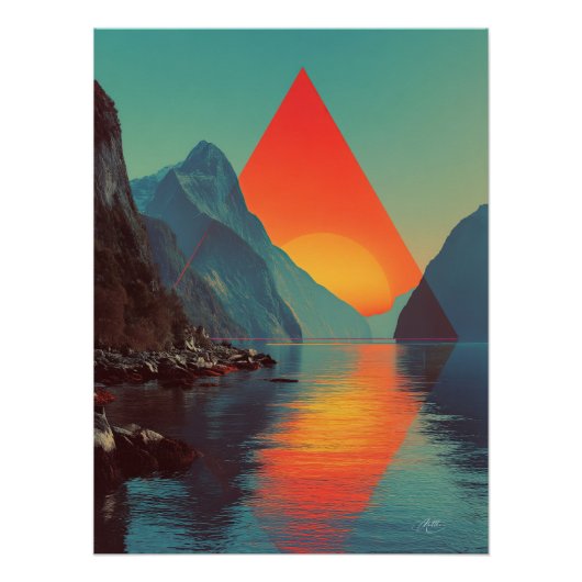 Geometric Fjord Sunset ポスター (正面)
