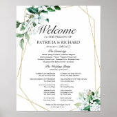 Geometric Floral Greenery Wedding Program ポスター (正面)