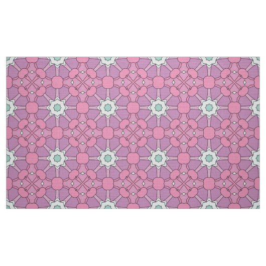 Geometric floral pattern in pink and green hue ファブリック (ファットクウォーター)