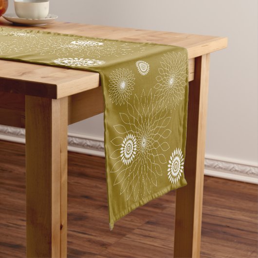 Geometric Flower〜カーキ〜 ショートテーブルランナー (インサイチュ)