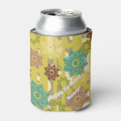 Geometric Flower Motiff Urban Camo Stripes Pattern 缶クーラー (缶正面)