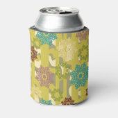 Geometric Flower Motiff Urban Camo Stripes Pattern 缶クーラー (缶裏面)