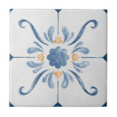 Geometric Flower Pattern Tile - Stylish and Elega タイル (正面)