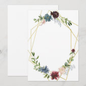 Geometric & Flowers wedding  招待状 (正面/裏面)