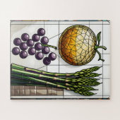 Geometric Food Grid Stained Glass Illustration ジグソーパズル (横)
