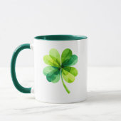 Geometric Four Leaf Clover St. Patrick's Day Mug マグカップ (左)