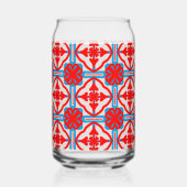 Geometric Four Red Leaves Can Glass ガラス缶 (裏面)