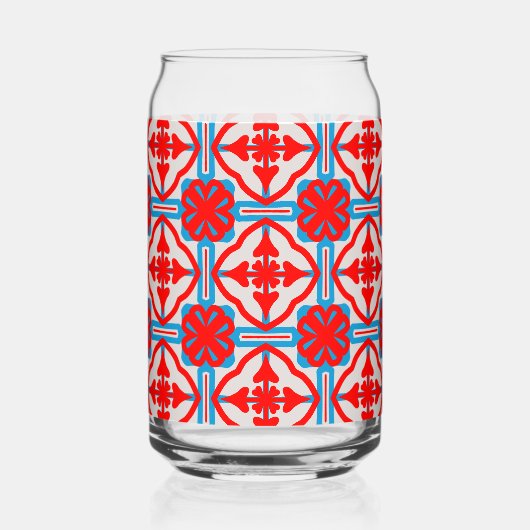 Geometric Four Red Leaves Can Glass ガラス缶 (裏面)