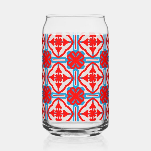 Geometric Four Red Leaves Can Glass ガラス缶 (右)