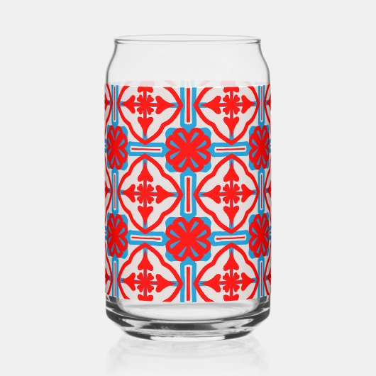 Geometric Four Red Leaves Can Glass ガラス缶 (左)