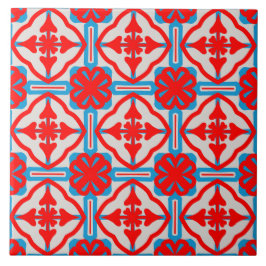 Geometric Four Red Leaves Ceramic Tiles タイル