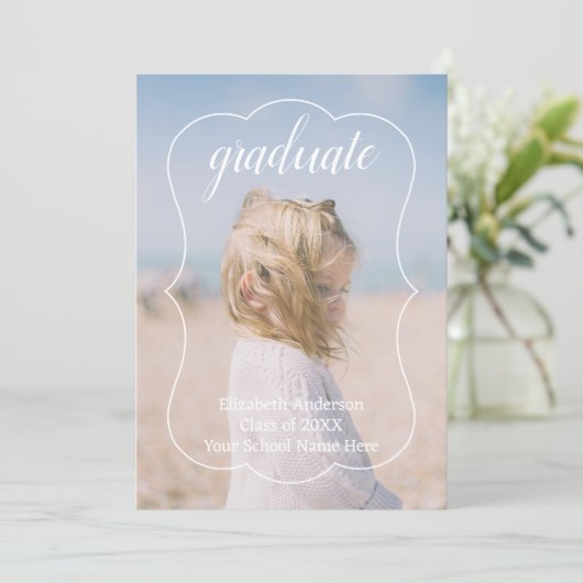 Geometric Frame Kids Photo Graduation 案内状 (スタンド正面)