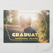 Geometric Frame Photo Graduation Announcement 箔招待状 (正面)