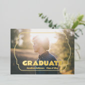 Geometric Frame Photo Graduation Announcement 箔招待状 (立ち正面)