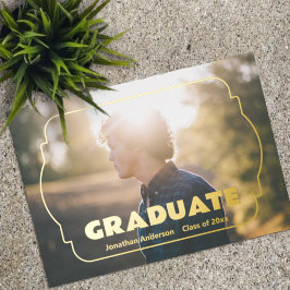 Geometric Frame Photo Graduation Announcement 箔招待状