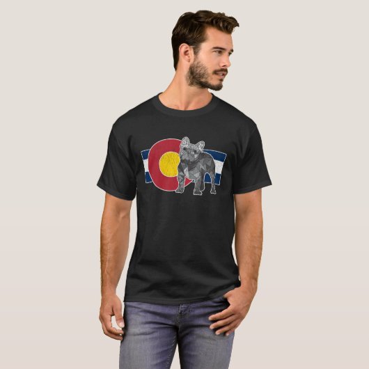 Geometric French Bulldog Colorado Flag  Frenchie Tシャツ (正面フル)