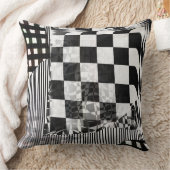 Geometric Glitch Collage Checker Pattern クッション (ブランケット)