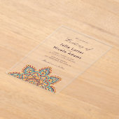 Geometric Glittering Metallic Luxury Wedding アクリル招待状 (レイダウン)