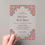 Geometric Glittering Metallic Luxury Wedding アクリル招待状 (インサイチュ (ポータブル))